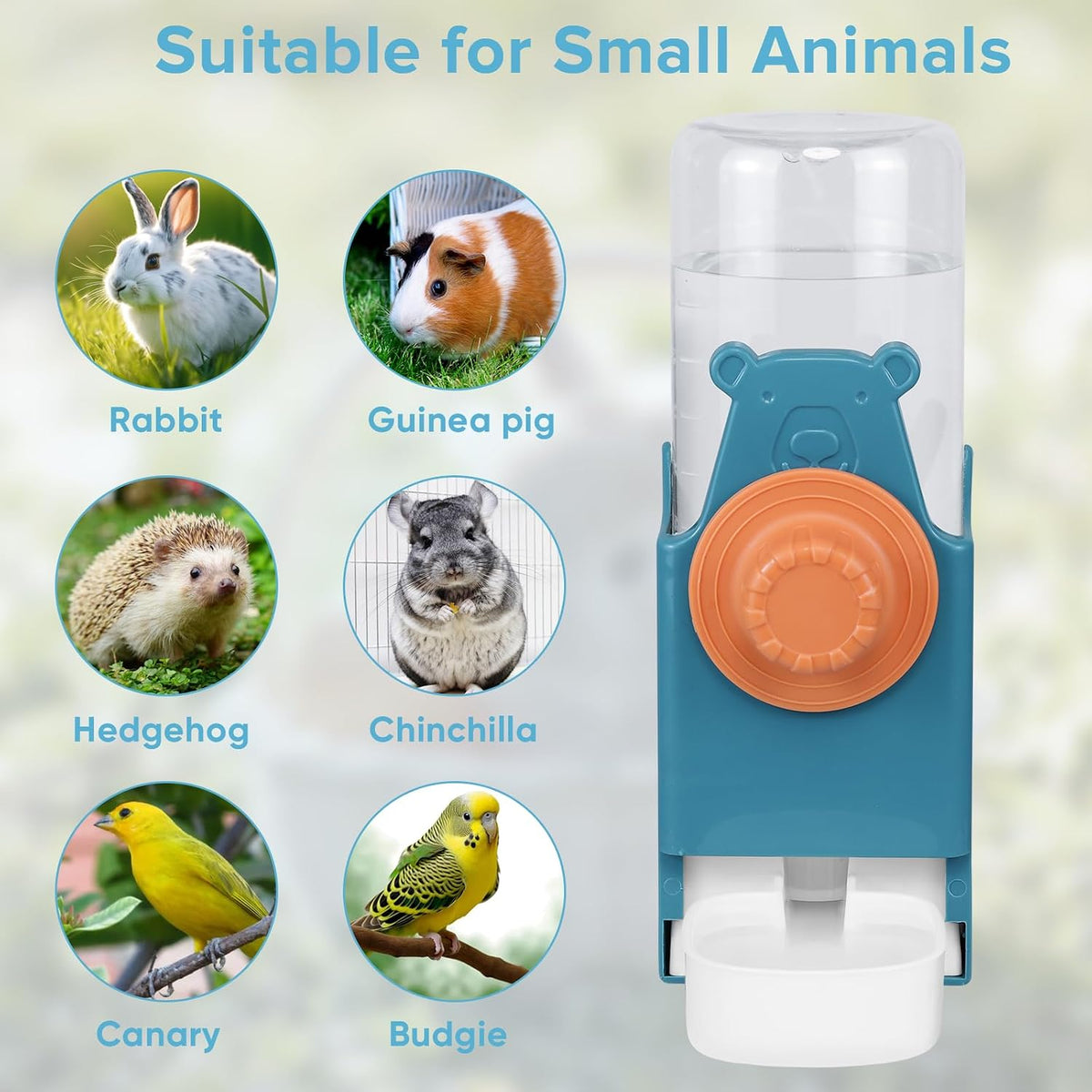 Kenond 17 oz Pet Water Bottle,Guinea Pig No Drip Water Bowl for Cage,Hanging Automatic Gravity Water Dispenser for Small Animals Rabbit Hedgehog Chinchilla Bunny Bird Canary Budgies - Image 6