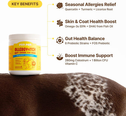 Peanut butter flavored PENPEN anti itch chews for immune support