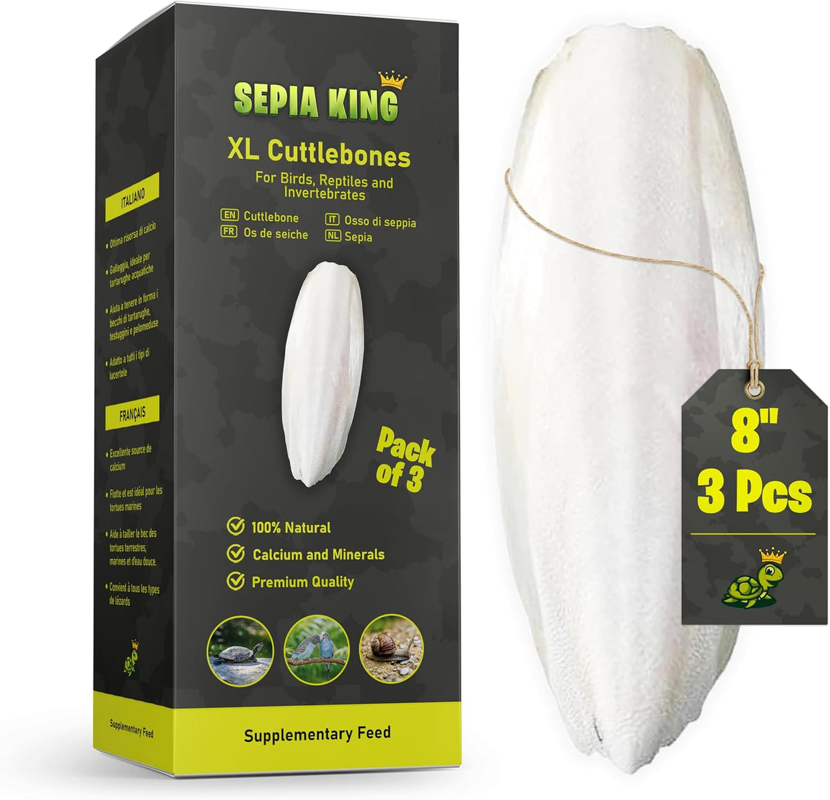 Sepia King extra large natural cuttlebone 3-pack front view