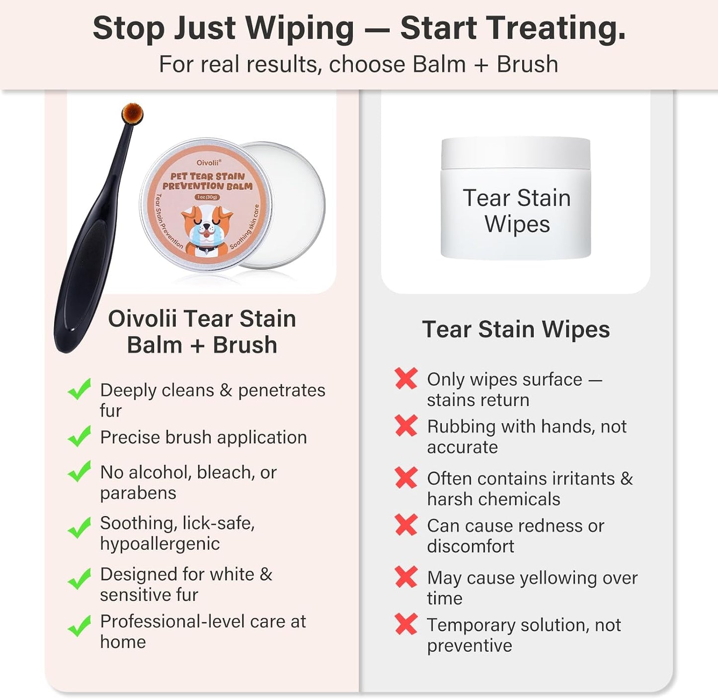 Lick safe dog tear stain balm for Maltese and Shih Tzu grooming