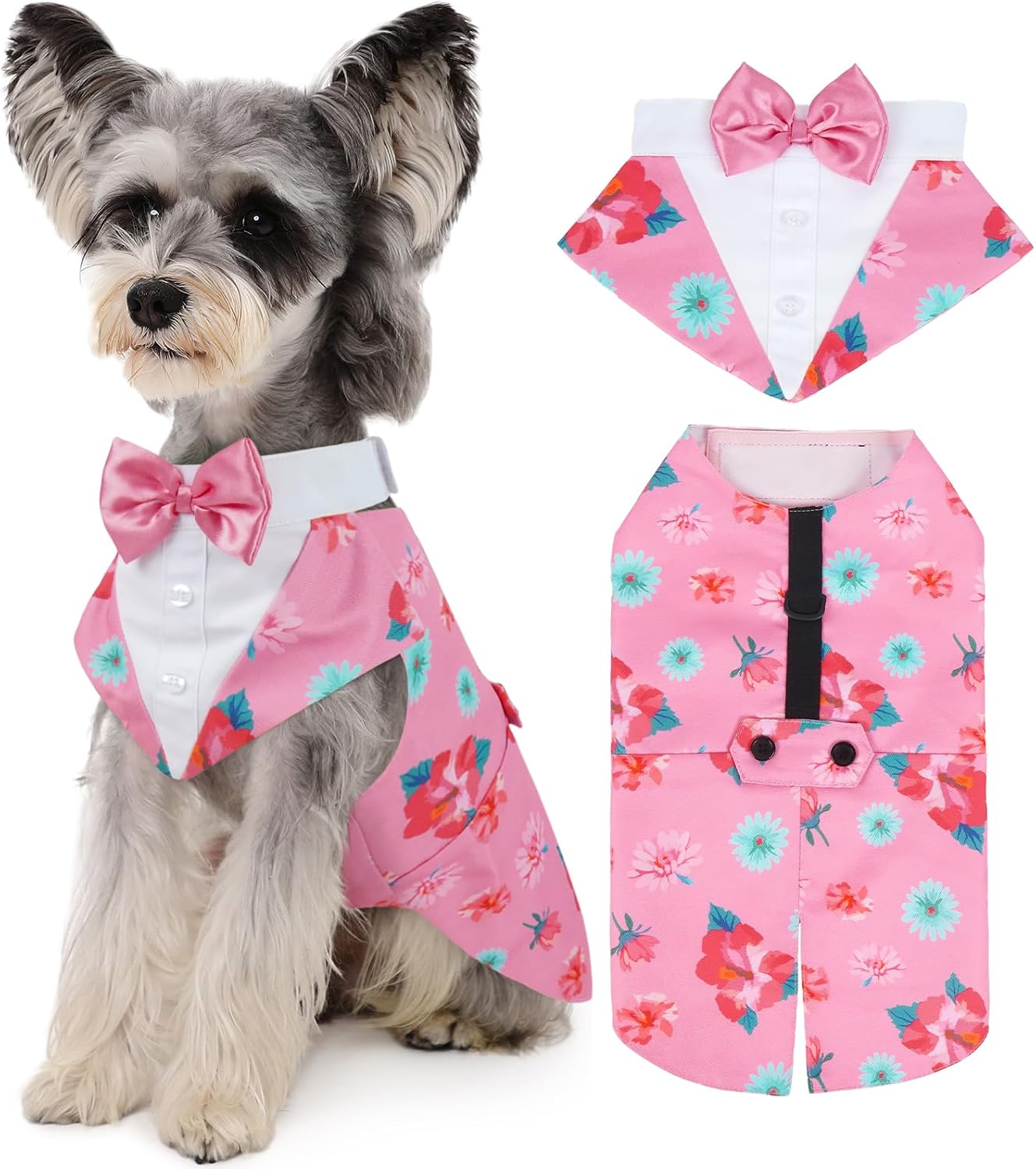 Kuoser Independence Day Dog Tuxedo Dog Suit and Bandana Set, 4Th of July Dog Costume American Flag Dog Outfit with Bow Tie for Large Medium Small Dogs Golden Retriever Samo Bulldogs, L - Image 12