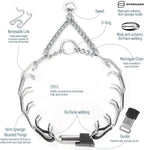 Herm Sprenger dog training pinch collar showing the 2.25 millimeter interlocking wire gauge profile.