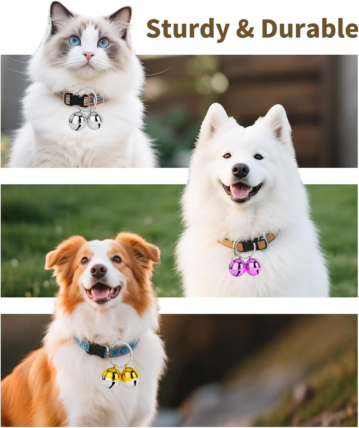 DearKeeps stainless steel cat and dog training bells with secure lobster clips