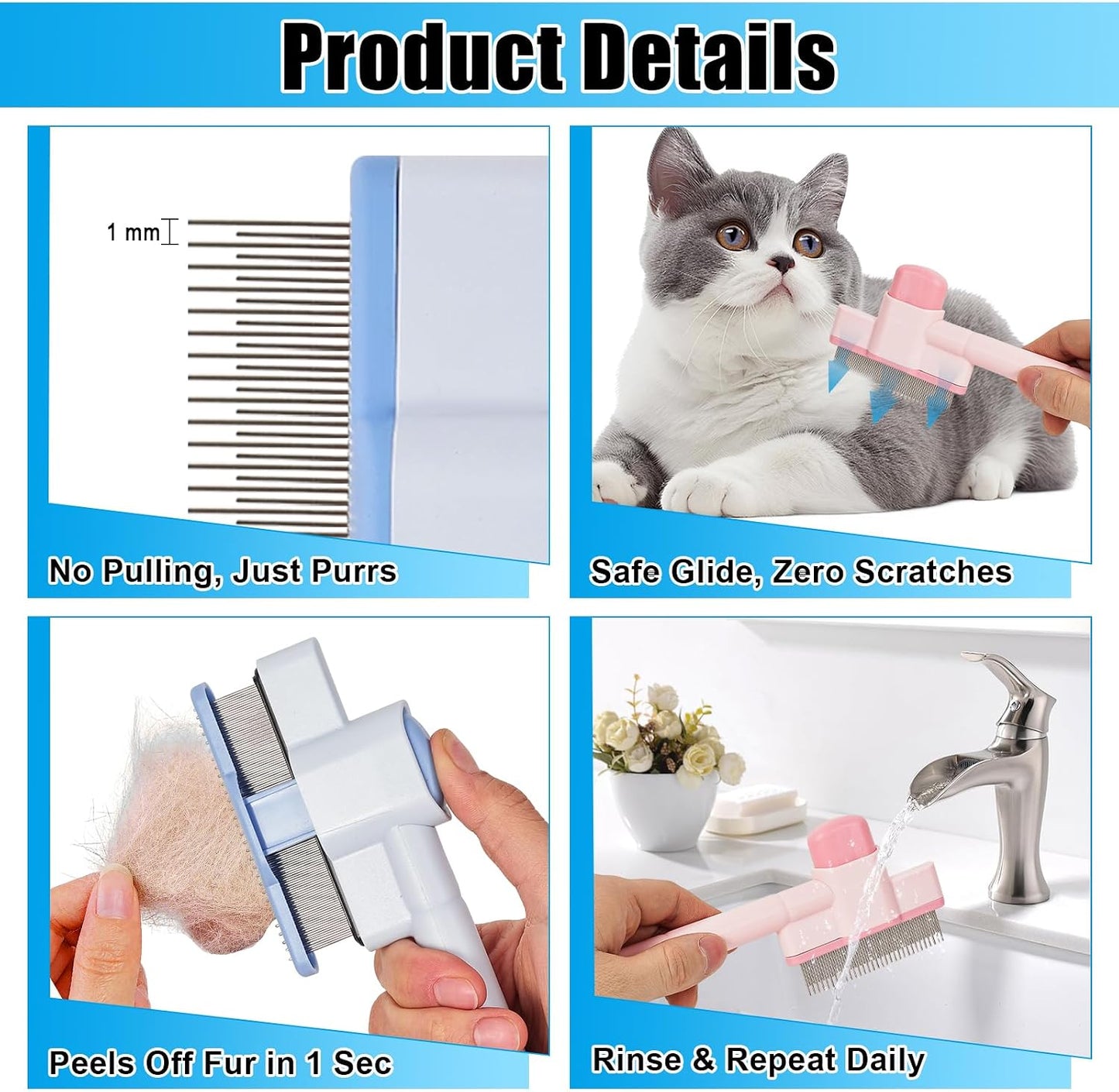 Wreyng pet grooming comb ergonomic handle detail