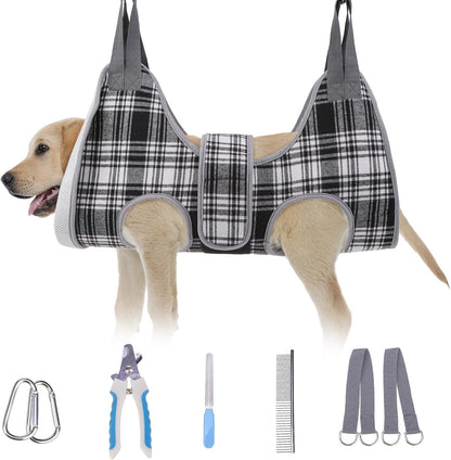 BEAUTYZOO Dog Grooming Hammock for Small Dogs Cat- Dog Sling for Nail Trimming/Clipping- Dog Hanging Harness Holder with Thick Fabric Neck Support & Strap Restraint Claw Care, Beige S - Image 12
