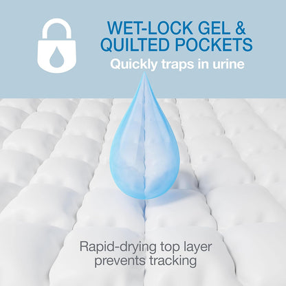 Oversized quilted pockets on premium white puppy training pads