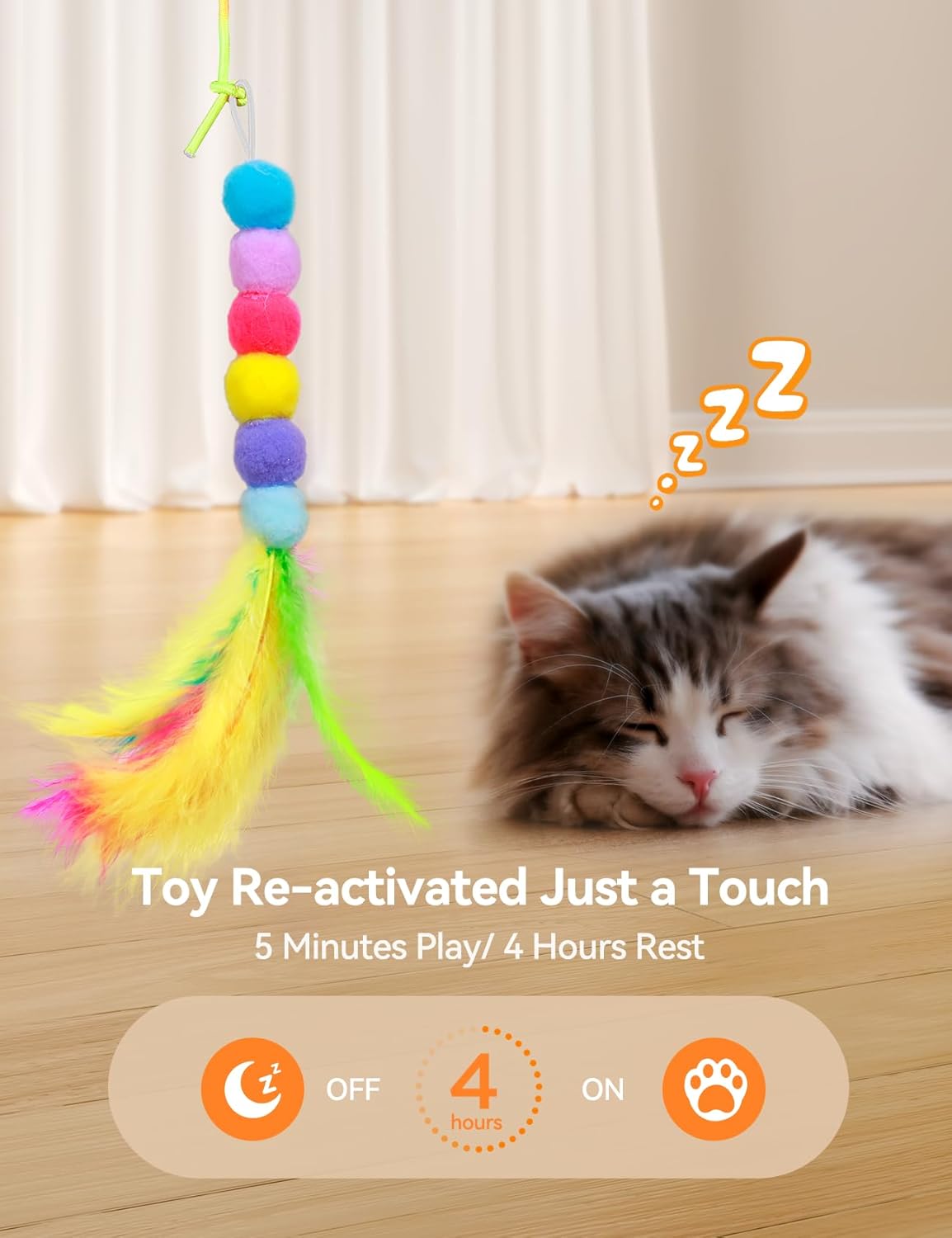 FEELNEEDY silver accents interactive toy unit hanging securely via the included heavy duty spring clip.