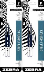 Zebra Pen Steel, F-Refill Ballpoint Ink Refills, 0.7mm Fine Point, Black Ink, Fits Zebra F-301, F-402, and F-701 Ballpoint Pens, Smooth Writing Performance, 2-Pack (85512) - Image 7