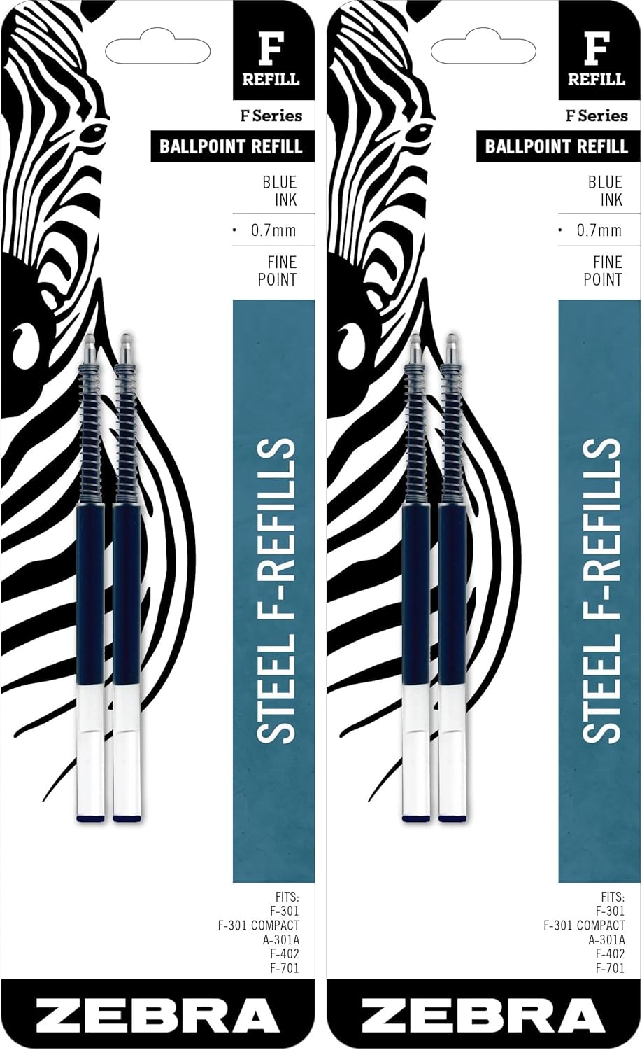 Zebra Pen Steel, F-Refill Ballpoint Ink Refills, 0.7mm Fine Point, Black Ink, Fits Zebra F-301, F-402, and F-701 Ballpoint Pens, Smooth Writing Performance, 2-Pack (85512) - Image 7