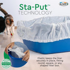 Sta put technology secure fit demonstration on giant litter pan