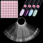PINGEUI 50 pieces clear nail swatch sticks with metal ring front view