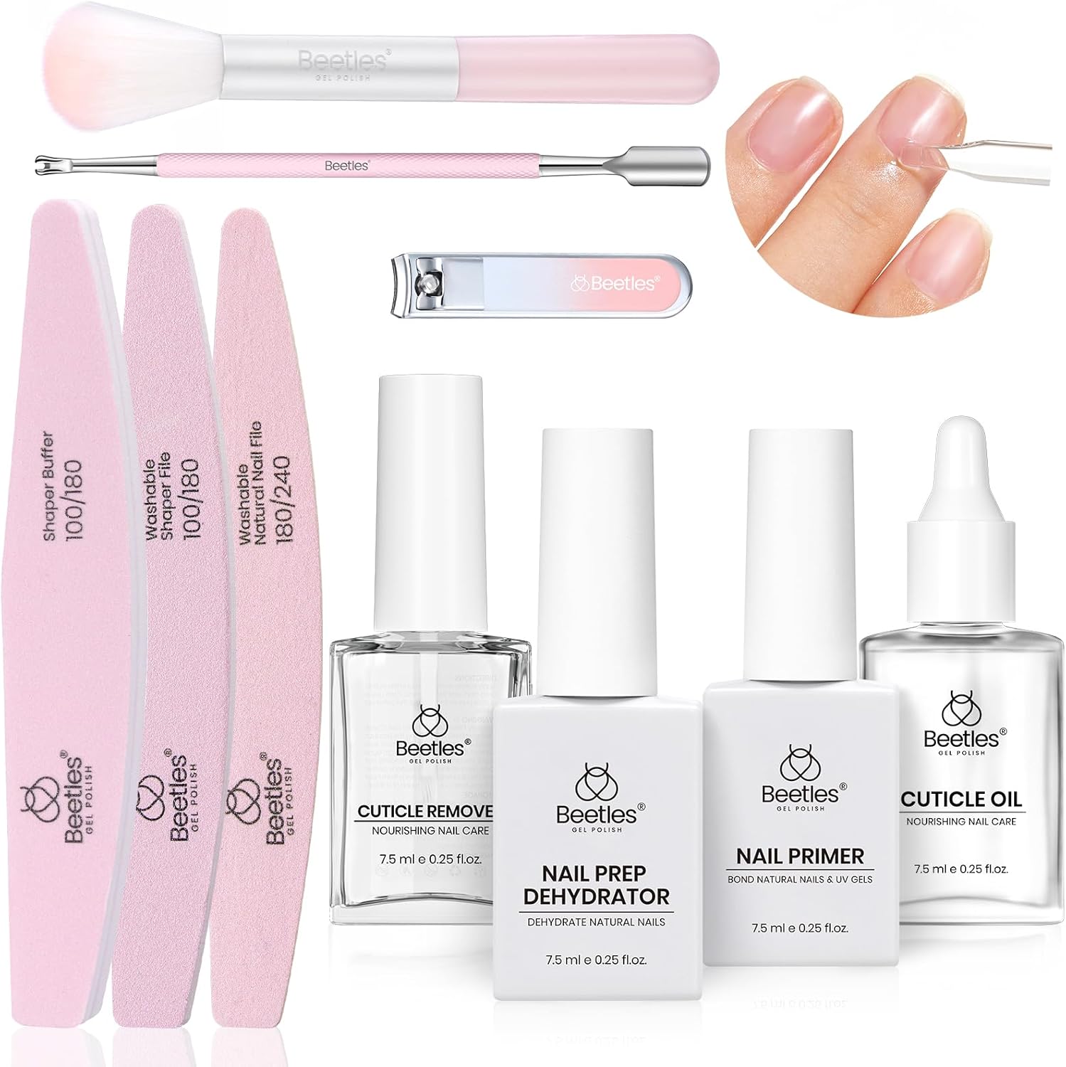 Beetles Gel Polish Nail Prep Kit front view with liquids and tools