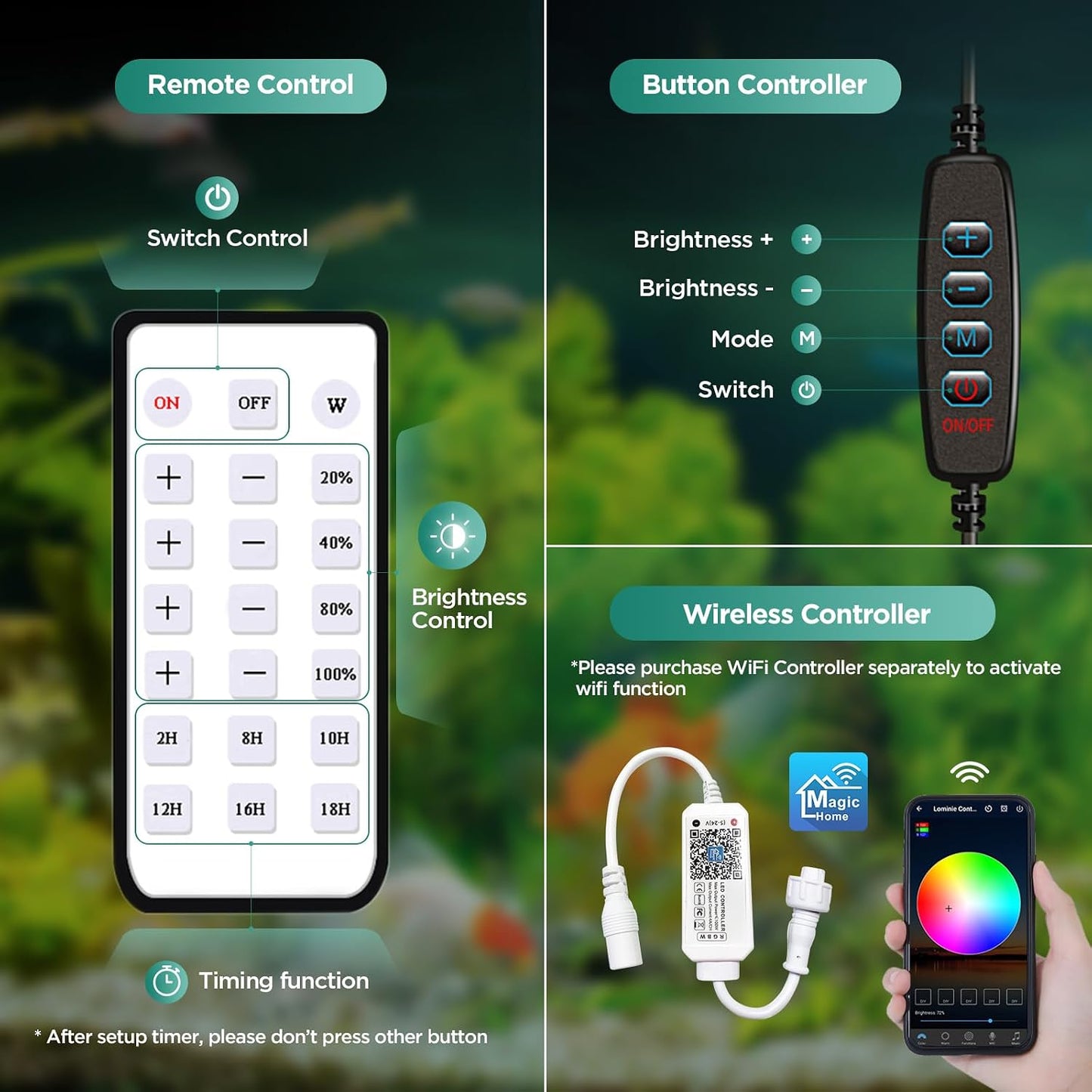 Lumini aquarium light remote control interface