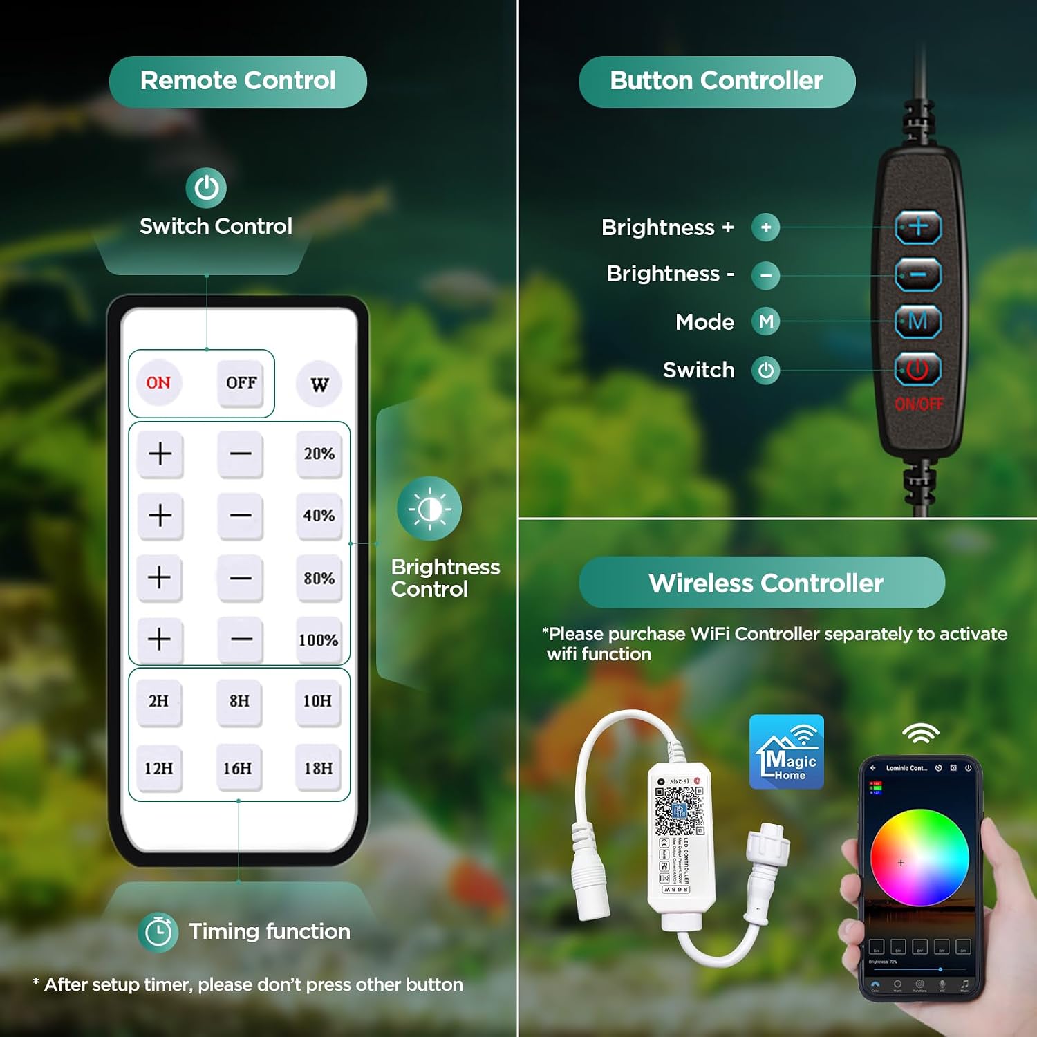 Lumini aquarium light remote control interface