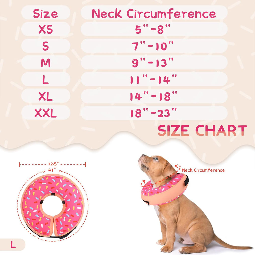 Supet lightweight blow up dog cone collar in use during mealtime.