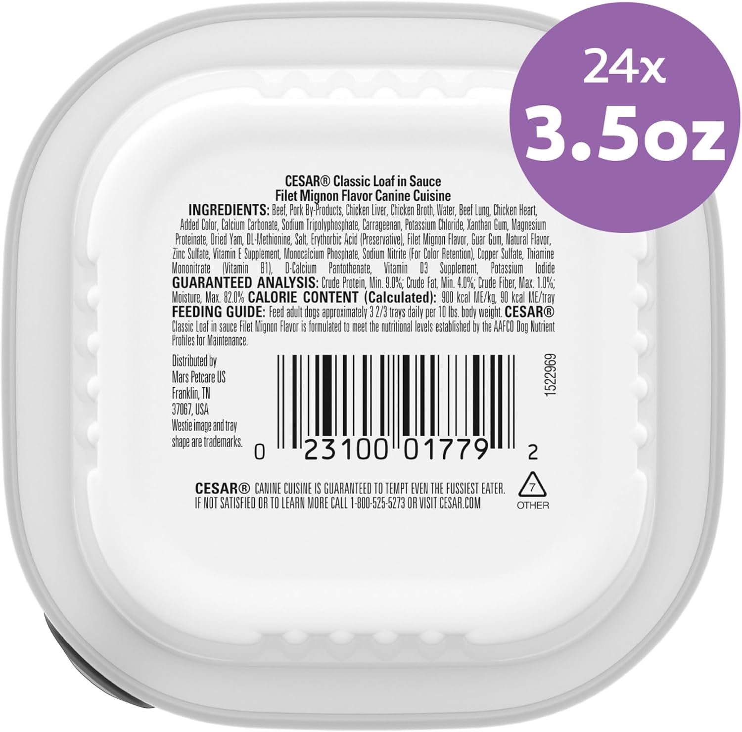 Cesar Classic Loaf in Sauce Adult Wet Dog Food Filet Mignon, 3.5 oz. Easy Peel Trays, 24 Count (Pack of 1) - Image 9