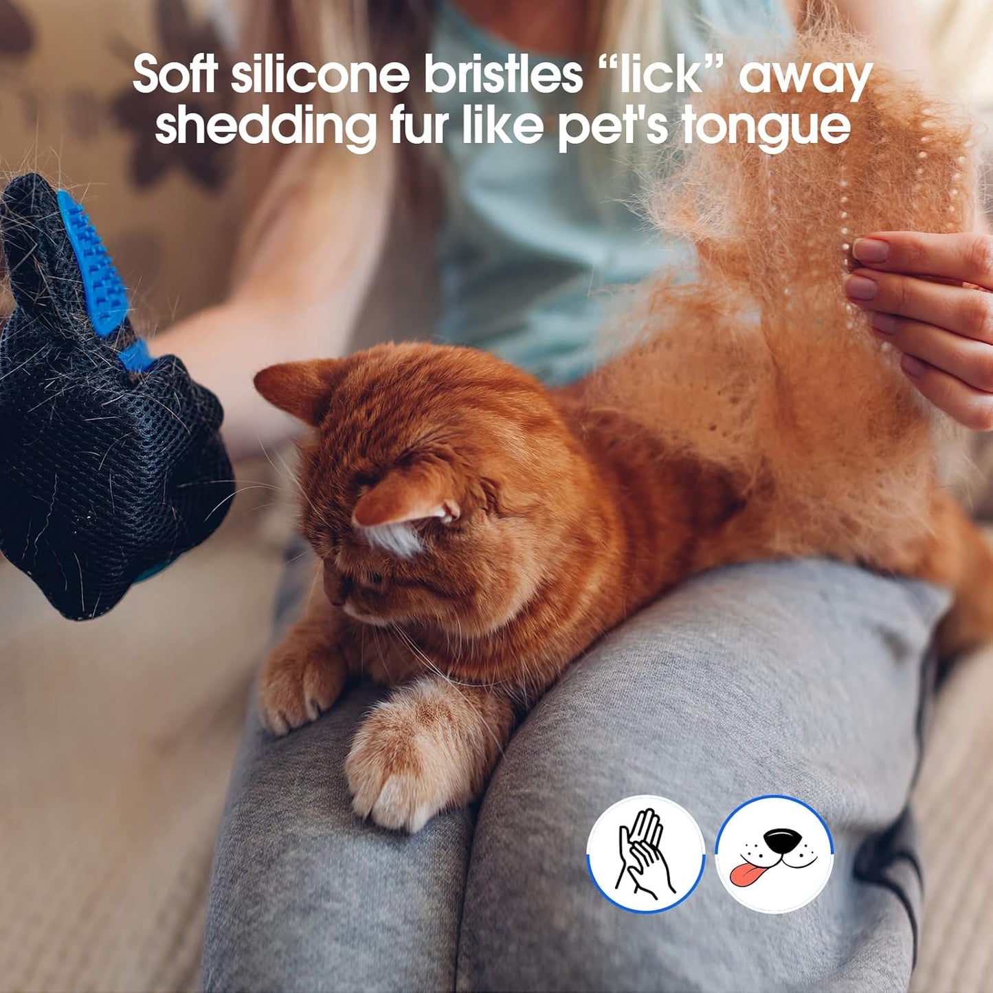 Delomo efficient pet hair remover gloves packaging and contents.