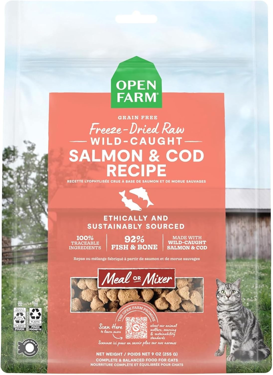 Open Farm, Freeze Dried Raw Cat Food, Complete Meal Morsels or Cat Treats with 92% Meat, Organs & Bone, Harvest Chicken Recipe, 9oz Bag - Image 9