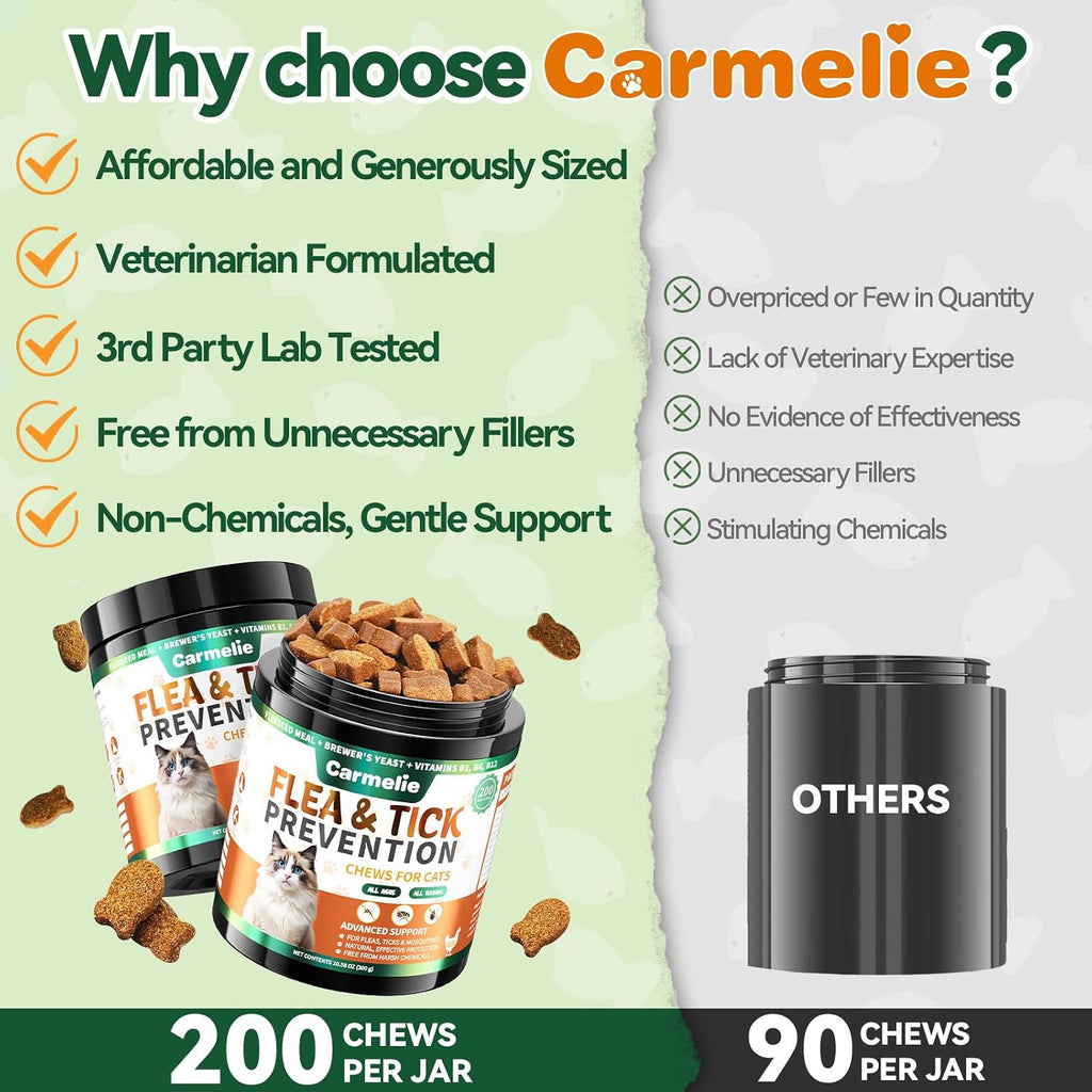 Carmelie pet care holistic flea defense soft chewables for cats