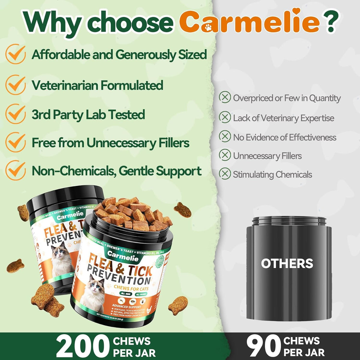 Carmelie pet care holistic flea defense soft chewables for cats