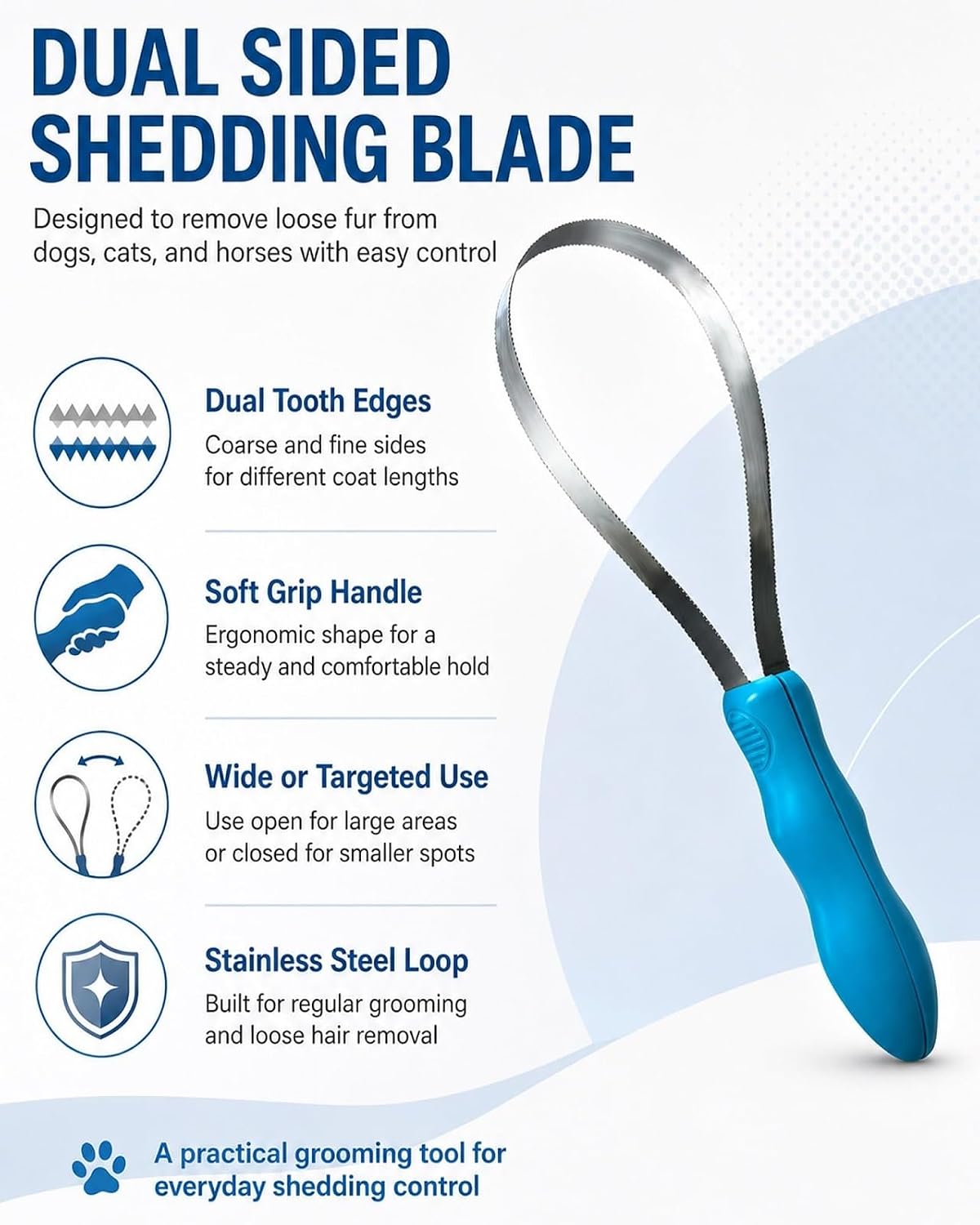 Coarse and fine teeth for grooming cats and dogs