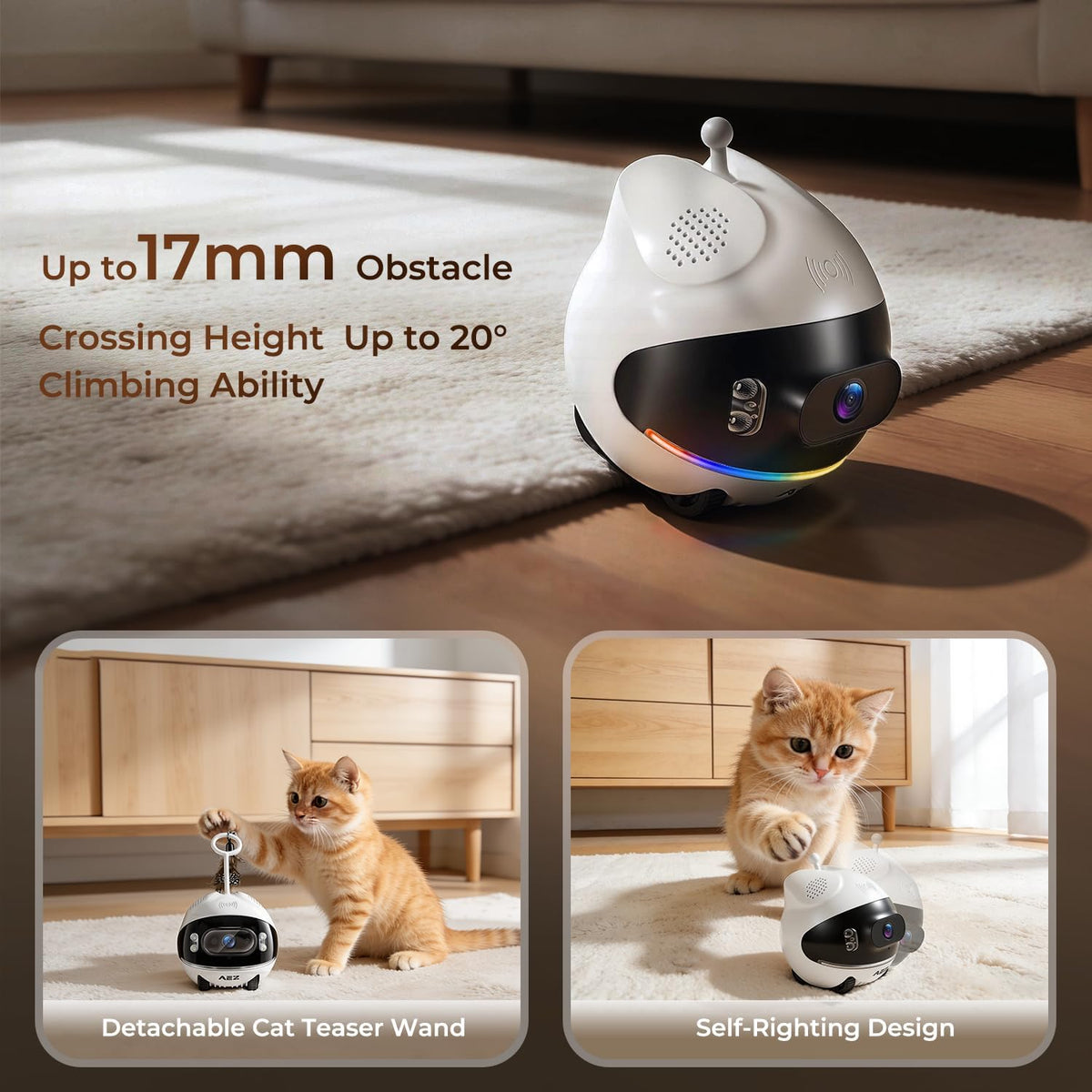 White Aez Blinky Bot robot camera on carpet