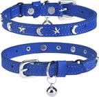 Leather Cat Collars for Boy Girl Cats with Bell and Safety Elastic Belt, Personalized Rivets Stud Adjustable Safe Buckle Collar with Skull Charm for Kitty Small Pets, Black 7"-9" - Image 12