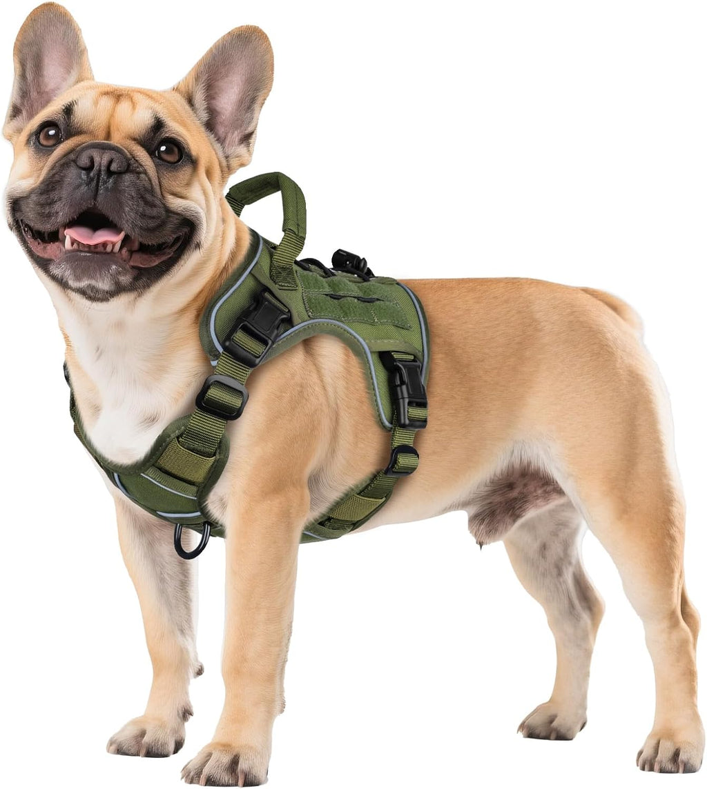 WINGOIN Tactical Dog Harness for Large Dogs, Heavy Duty No Pull Dog Harness with Handle, Adjustable Reflective Military K9 German Shepherd Big Size Dog Vest for Walking, Training, Hunting, Green (L) - Image 13