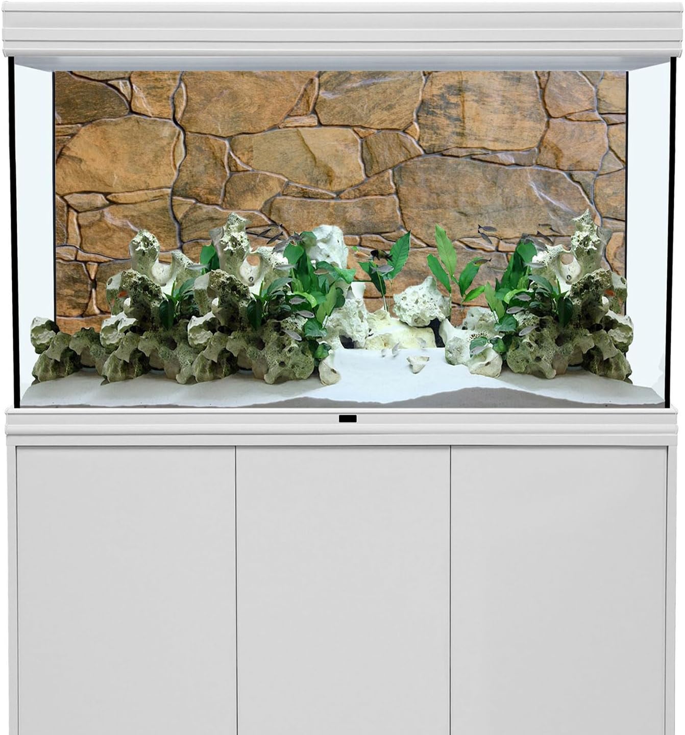 AWERT 48x18 inches vinyl terrarium background with detailed rock wall texture layout