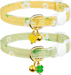 Lightweight pure cotton pet collar with gold locating bell back view details