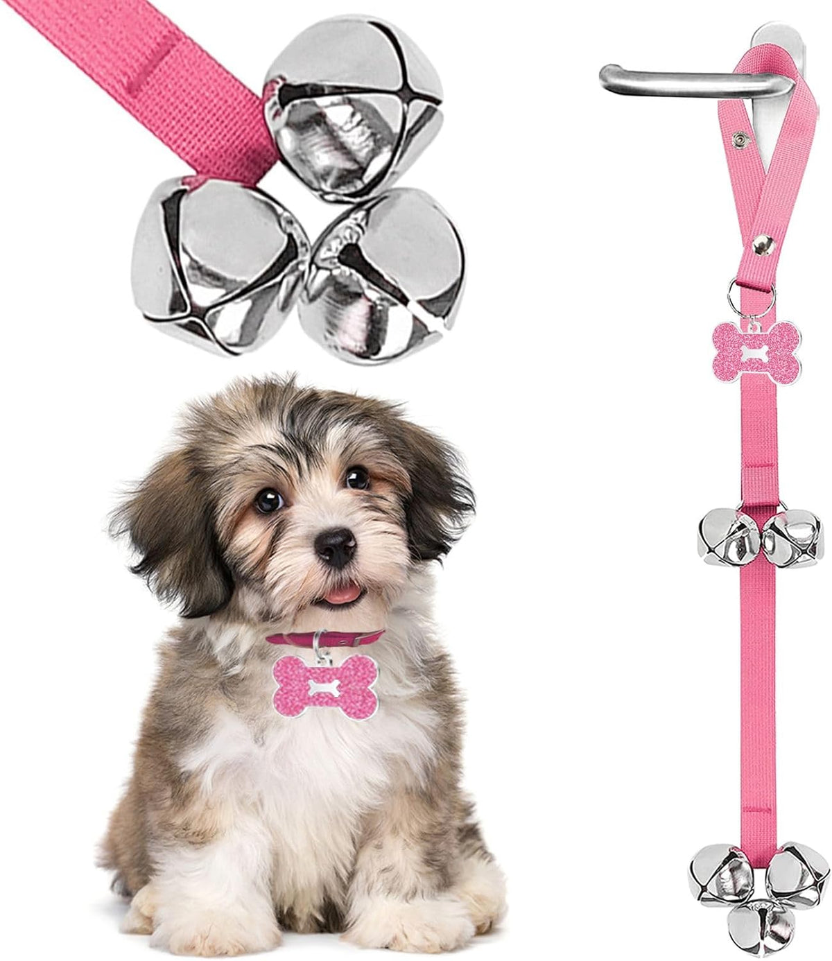 2 Pack Dog Door Bells Dog Doorbell to go Outside Puppy Train Bell for Dogs to Ring to go Potty Puppy Toilet Training Bell Jingle Bells for Door Knob Girl Puppy Essentials Accessories (Pink) - Image 15