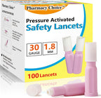 Pharmacy Choice Safety Lancets 100 count box front view for authentic diabetes testing supplies