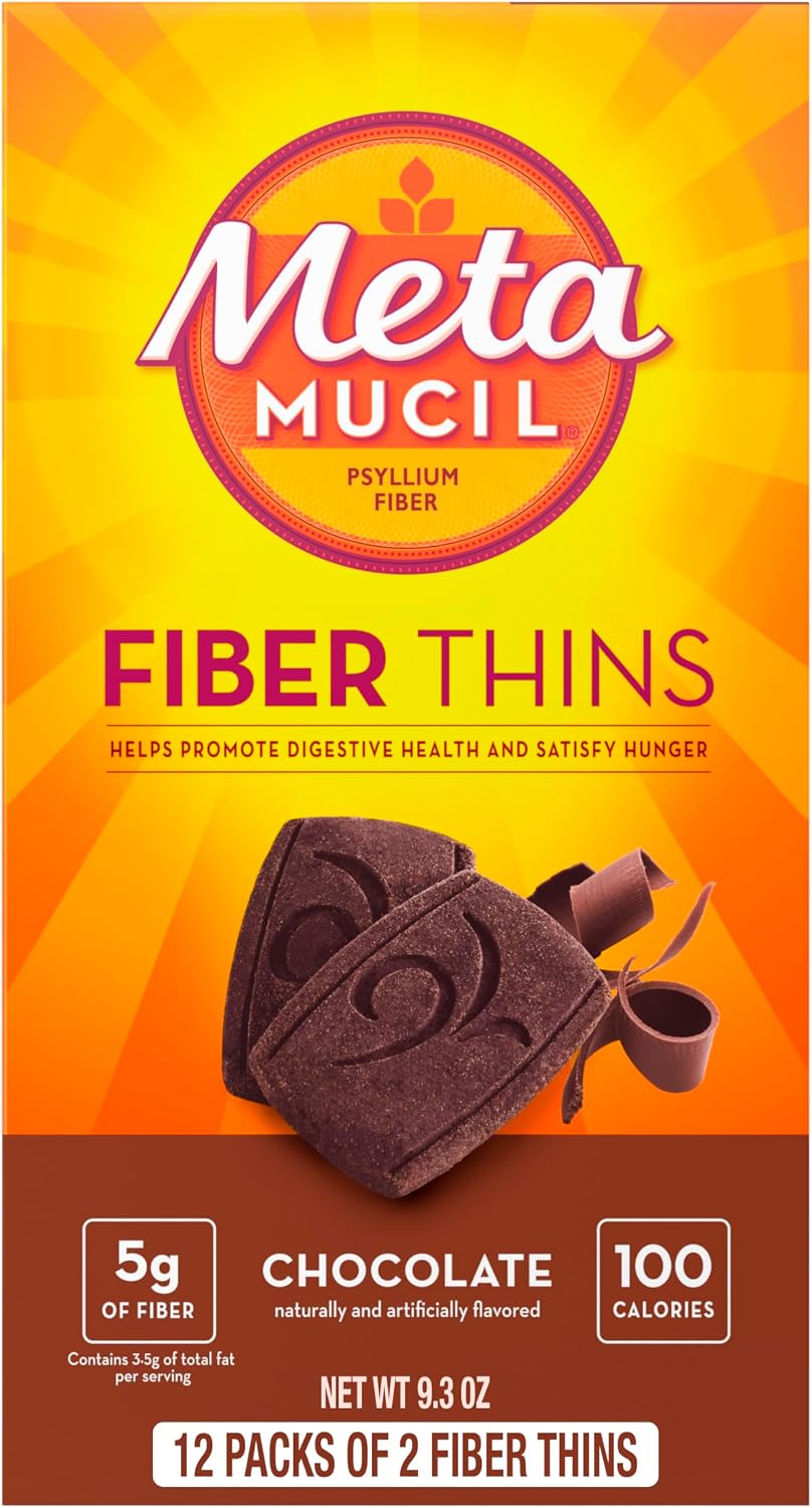 Metamucil, Fiber Thins, Daily Psyllium Husk Fiber Supplement, Supports Digestive Health and Satisfies Hunger, Chocolate Flavor, 48 Total Servings (4 Packs of 12) - Image 8