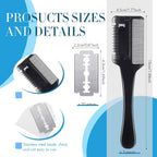 Dual sided pet trimmer comb in black showing standard teeth and razor side