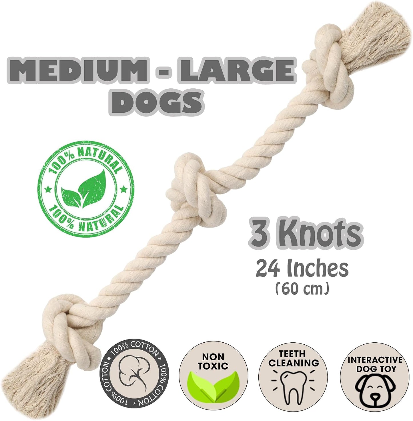 Barida non toxic cotton pet chew toy multi knot design for medium dogs