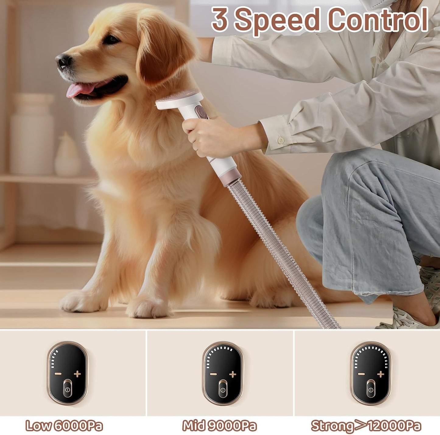 Mavpet pet hair vacuum showing the large three point two litre dustbin and suction controls.