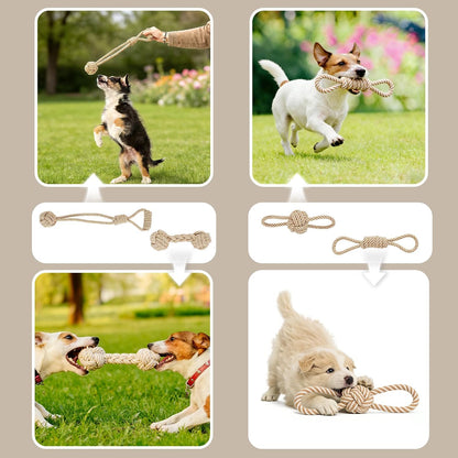 Safe dental care cotton rope toy for puppy teeth cleaning and gum massage.
