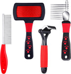 Patelai 4 pieces pet grooming kit front view showing all four detangling tools