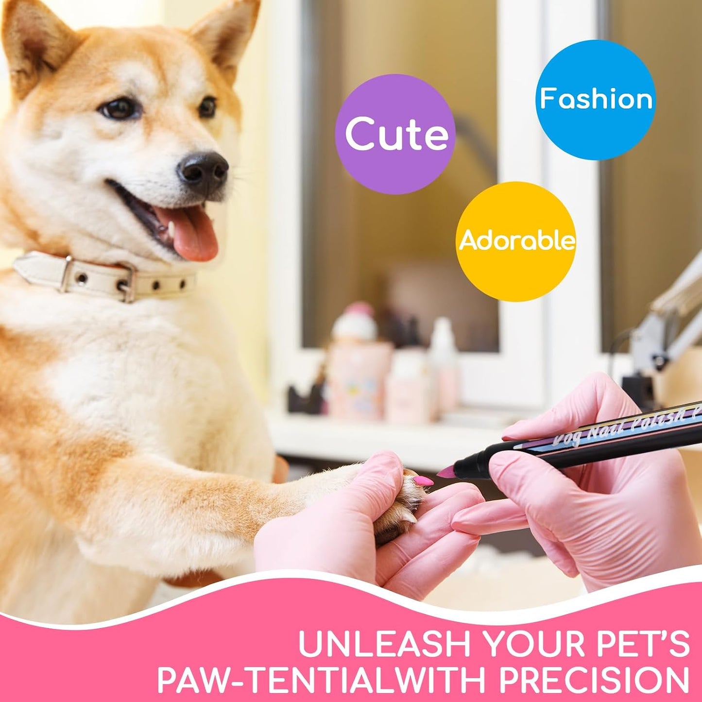 OLINGYOU safe pet manicure set packaging showing twelve colorful markers