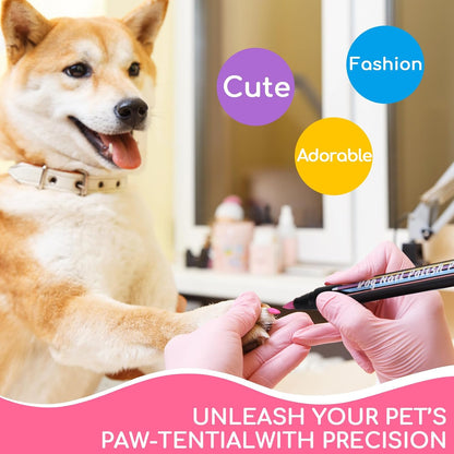 OLINGYOU safe pet manicure set packaging showing twelve colorful markers