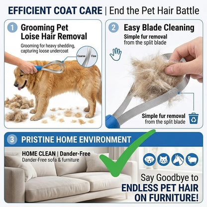 Dual sided shedding blade in looped mode for pets
