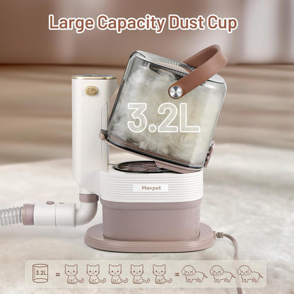 Close up view of the low noise vacuum nozzle cleaning pet dander from home furniture.