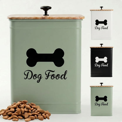 Dog Food Container Airtight 5-7 lb (25 Cup) Capacity - Cute Airtight Dog Food Storage Container with Bamboo Lid & Sturdy Metal Handle - White Metal Kibble Storage Bin for Dogs up to 50 lbs - Pet Jar - Image 10