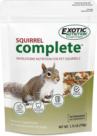 Exotic Nutrition Squirrel Complete pet food front packaging view