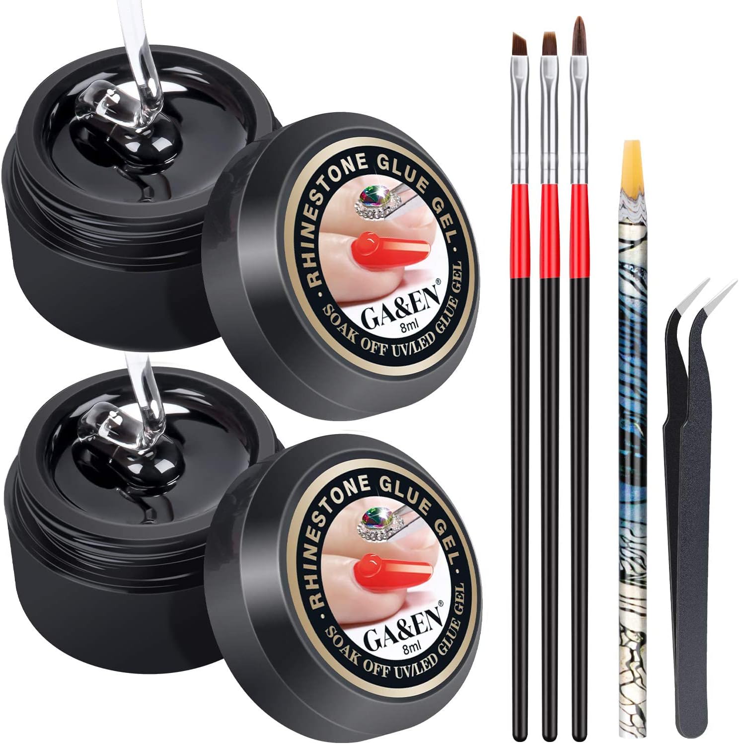 Ga&En Nail Art Rhinestone Glue Gel kit front view