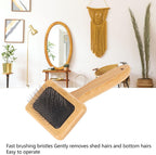 Hamwesh cushioned macrame comb showcasing the polished bamboo wooden handle with hanging hole