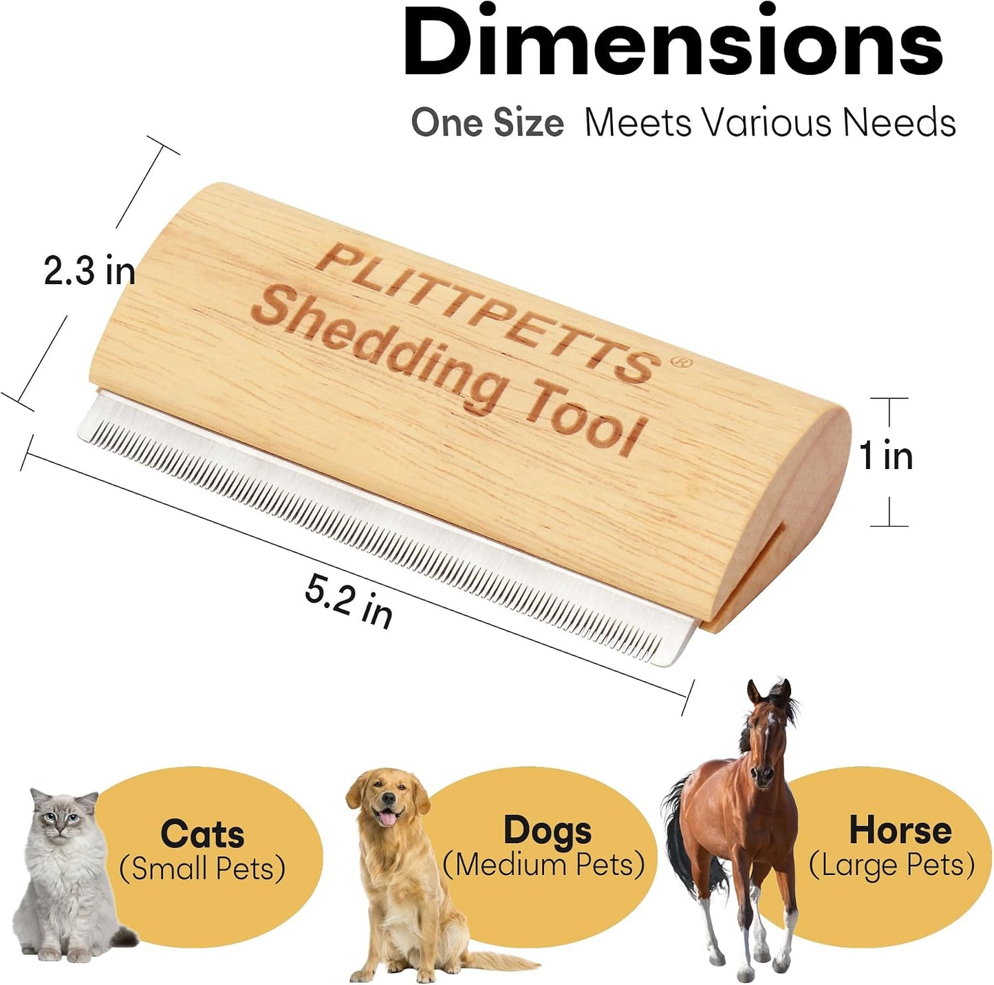 PLITTPETTS pet deshedding grooming tool showcasing the high grade stainless steel blade