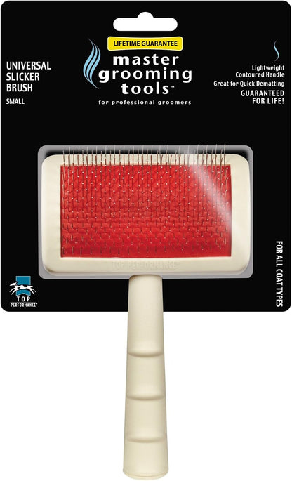 Side profile view showing the curved head design of the Master Grooming Tools pet brush.