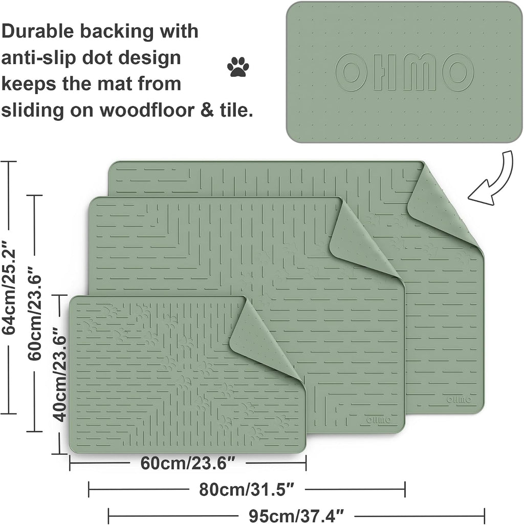 OHMO BPA free rubber litter mat showing flexible and durable material