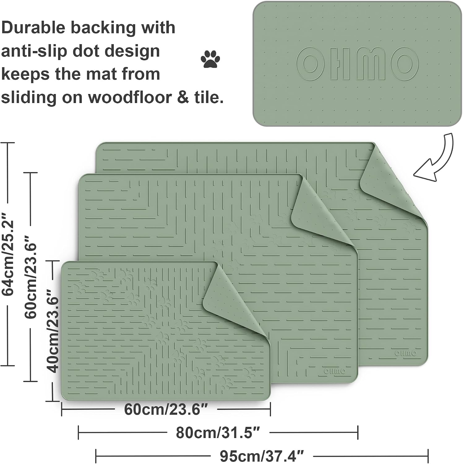 OHMO BPA free rubber litter mat showing flexible and durable material